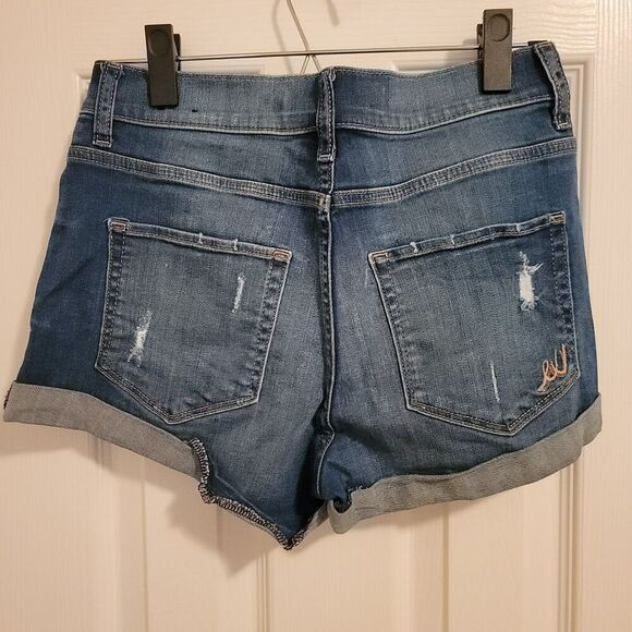 Express Distressed Button Fly High Waist Jeans Shorts Size 4 - Picture 4 of 7